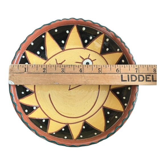 Hand-Painted Ceramic Bowl By Pritchett & Shelby Animalia 2002 Sun & Face Signed - Picture 3 of 6